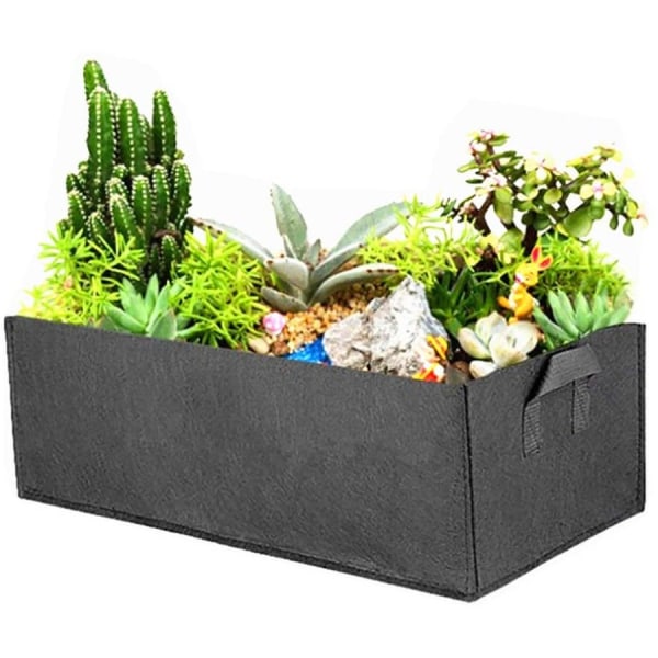 Rektangulär odlingsväska, fyrkantig upphöjd trädgårdssäng i tyg, fyrkantig trädgårdspåse för grönsaksväxter, svart