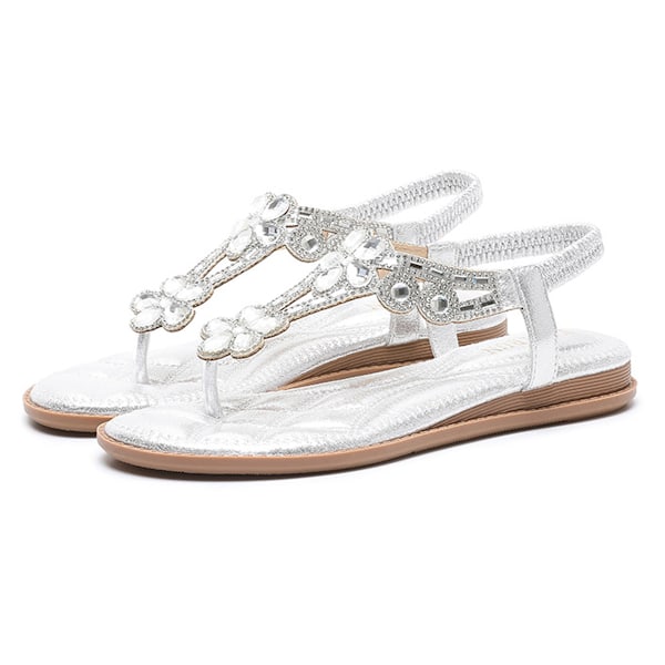 Sandaler for kvinner, med steiner, elegante, casual, sommer, flate flip-flops, komfortable sandaler