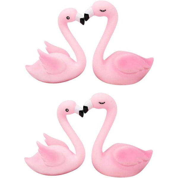 4 stk Mini Flamingostatuer Påske Cupcake Toppers, Mini
