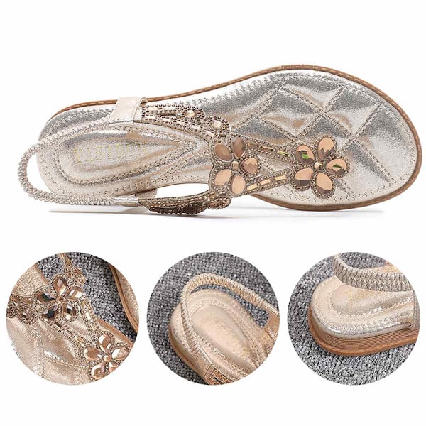 Rhinestone Sandaler Runda Tår Kvinnors Sandaler, Rhinestone, Elegant, Casual, Sommar, Platta Flip Flops, Bekväma Sandaler