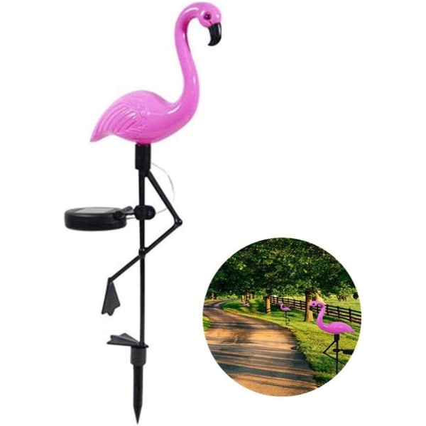 Flamingo have dekorativ lampe, IP55 vandtæt udendørs solar beacon lampe, pink flamingo havedekoration juledekoration, terrasse plænekanal