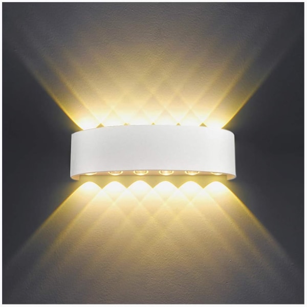 12W LED indendørs væglampe hvid moderne væglampe, IP65 vandtæt aluminium udendørs væglamper, op og ned spotlampe til stue soveværelse gang