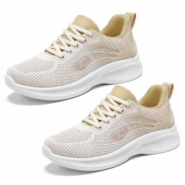 Dame Joggesko, Løpesko - Slip-on Pustende Tennissko, Minnefoam for Trening på Treningssenter Light Curry 38