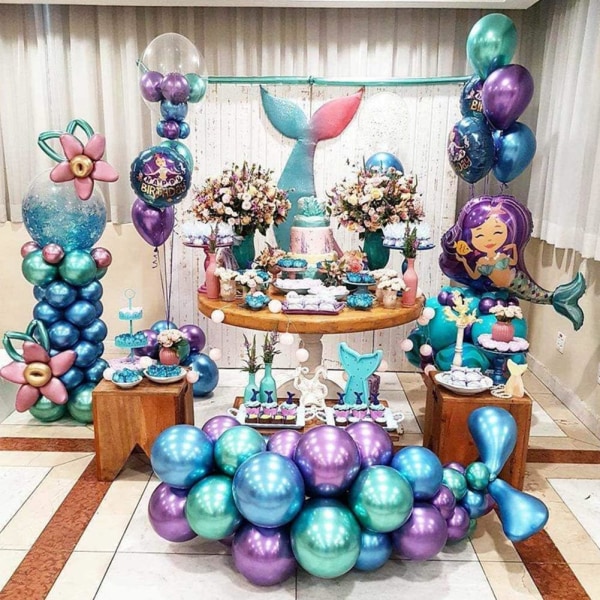 Metalliske farveballoner, 50 farverige balloner, metal
