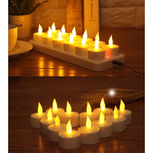 EXTSUD 12er LED Flammenlose Kerzen, Wiederaufladbare Kerzen,