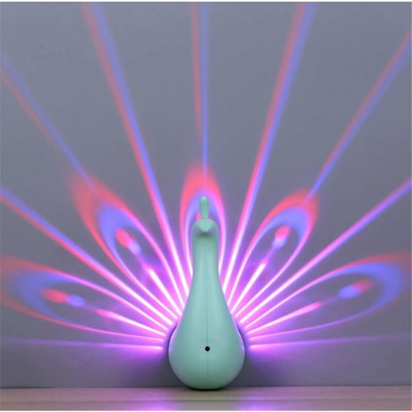 LED Wall Lamp Peacock Projection Light Colorful Lights Remote Control Setting USB Charging Bedroom Cafe Bar Night Light, Green,