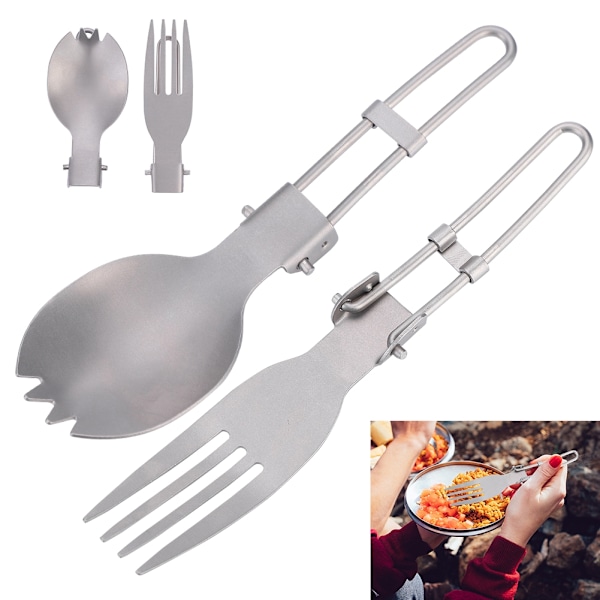 Portable Folding Titanium Spork Fork Outdoor Camping Cutlery Travel Tableware(Fork   Spoon)