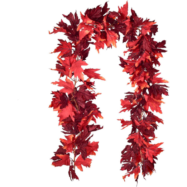 2 Pack Fall Garland Maple Leaf, 5,9 Ft/Piece Hanging Vine