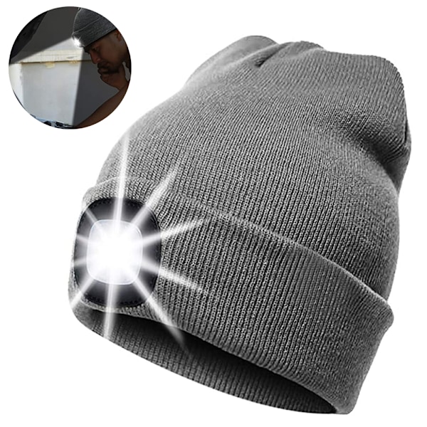 LED illuminated hat, running hat with extremely bright 4-LED lamp and flashing alarm headlight