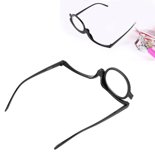 Magnifying Eye Makeup Glasses Women Stylish Flip Down Lens Cosmetic Reading Glasses with Case +2.50