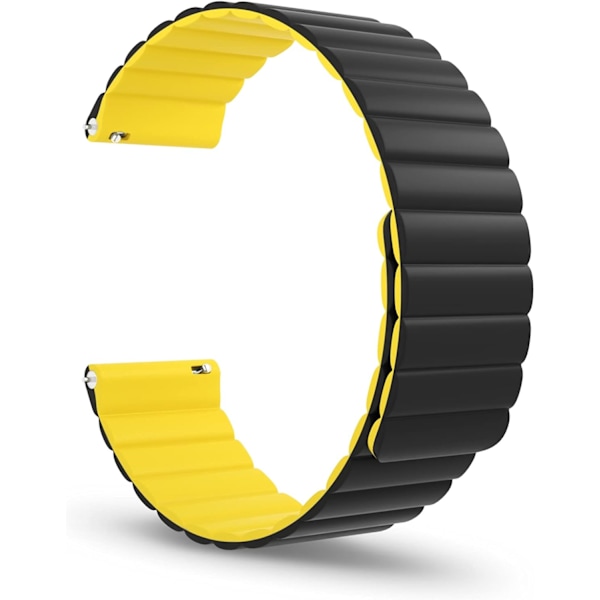 Magnetiskt Urband, Silikonarmband Snabbkoppling Smartwatch Band 20mm 22mm för Galaxy Watch 42mm 46mm Gear S2 S3 Classic Frontier Active 2 Black+Yellow 22mm