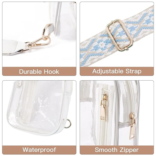 Klar taske, klar crossbody taske, gennemsigtig skuldertaske til koncerter og rejser