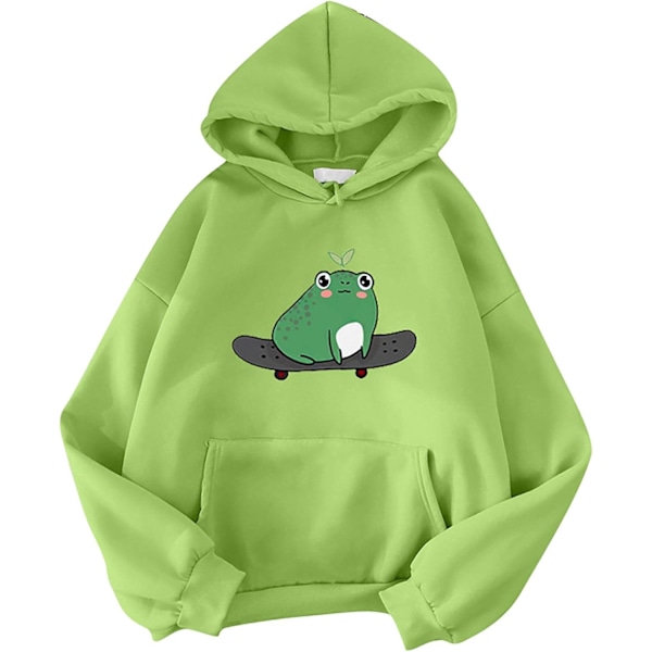 Women's Cute Sweatshirts Skateboarding Frog Long Sleeve Hoodie Pullover Tops