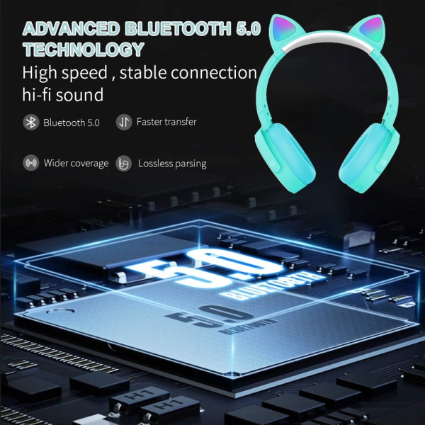 Bluetooth On-Ear-hodetelefoner med popbobler, fargerik stereo