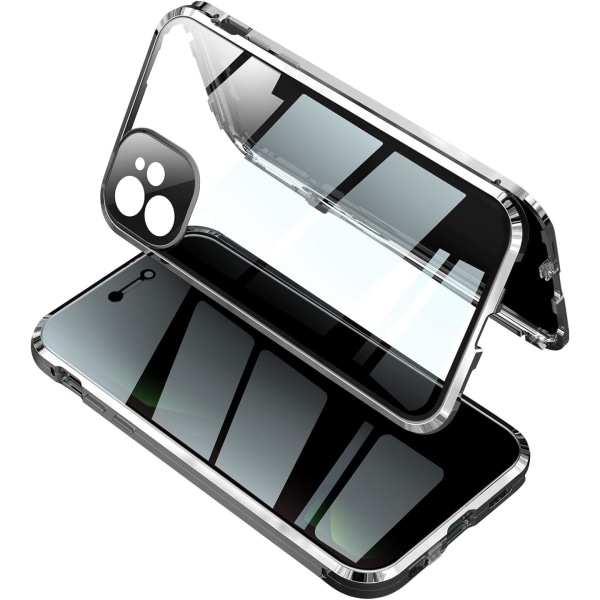 Anti-Peeping IPhone 12 Pro Max- etui, med skarp magnet Silver iPhone12Promax