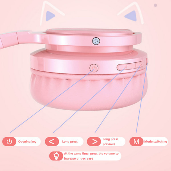 Bluetooth kuulokkeet, CT-7 Cat Ear LED Light Up Wireless
