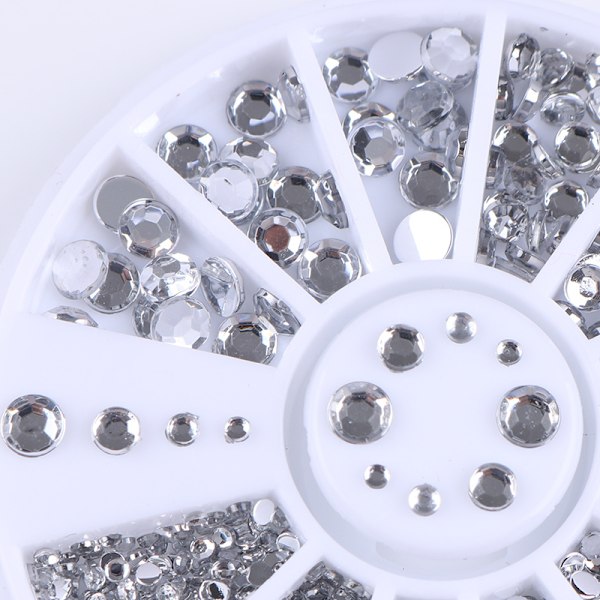 Rhinestone, 4-storlekar, Silver, Clear, Silver