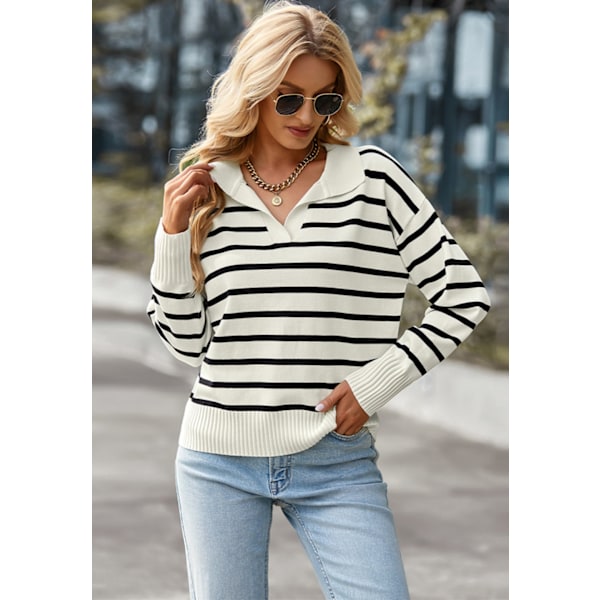 Women's V-neck pullover sweater striped knitted sweater