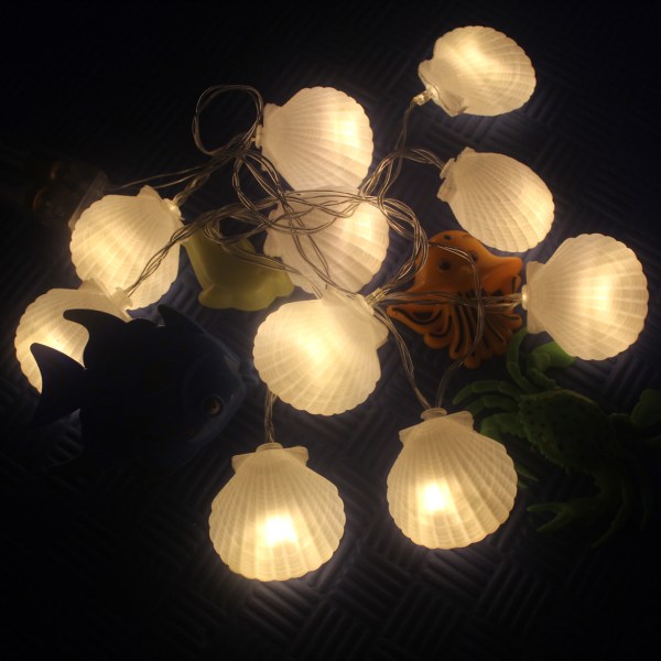 SFgift Ocean Real Seashell 0,8"(H) 40 LED String Lights 13,85Ft