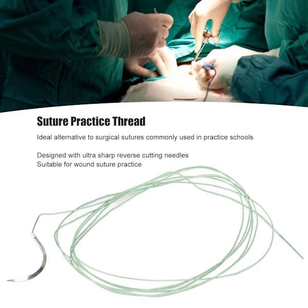 12 Pakk Suture Trenings Tråd Polyester Suture Tråd og Nål for Sykehus Klinikk Laboratorium 4/0