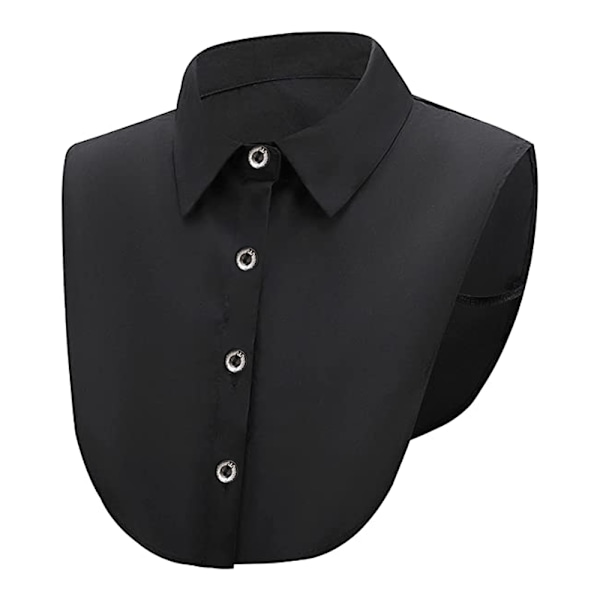 Dame Halv Skjorte Bluser med Aftagelig Krave Dame Bluser Krave Bomuld Krave (Hvid, Sort)