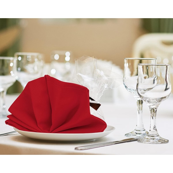 Tygservetter [24-pack, röd] - 43 x 43 cm, 100% polyester, kantade, tvättbara, passar fest, bröllop, middag