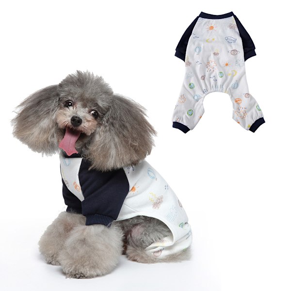 Dog Pajamas for Small Dogs Soft Puppy Onesie Cat Jumpsuit Comfortable Pet Clothes (Navy Blue)