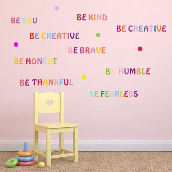 Fargerikt inspirerende veggdekor Motiverende fraser-klistremerke