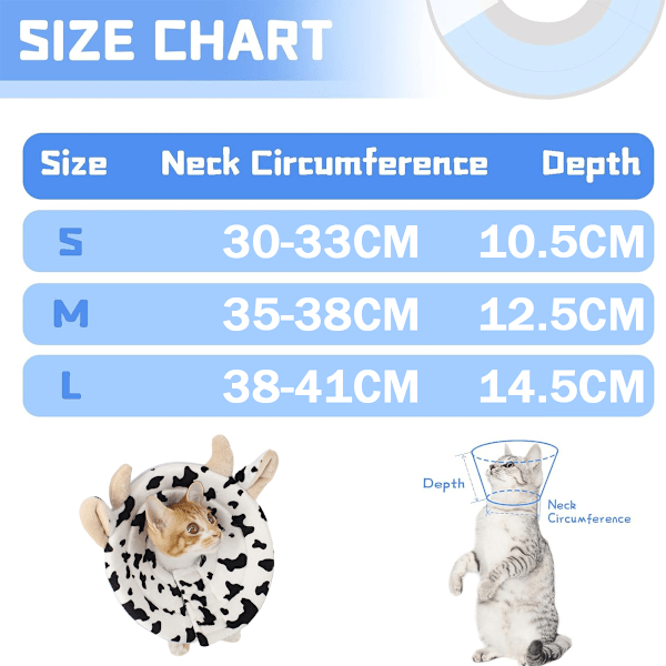 Lemmikin säädettävä pehmeä toipumiskartio, Koiran suojaava kaulus kissoille ja pennuille leikkauksen jälkeen (Lehmän muotoinen)