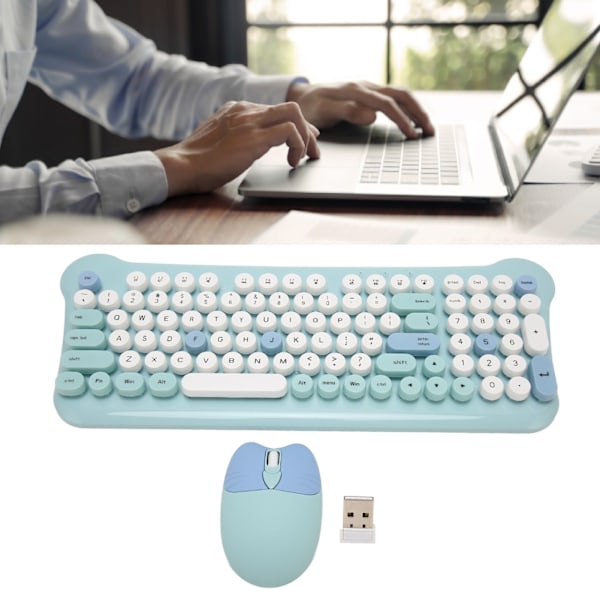 Wireless Keyboard and Mouse 2.4Ghz Connection Cute Keyboard Mouse Set for Windows 98 7 8 10 11 PC Laptop Blue