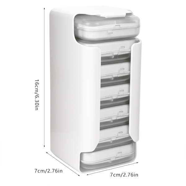 7-kerroksinen kannettava 7 päivän laatikkojärjestäjälaatikko 28 lokeroa Lääke säilytyslaatikko Valkoinen
