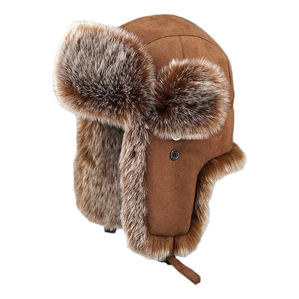 Unisex aviator hat suede windproof trapper hat