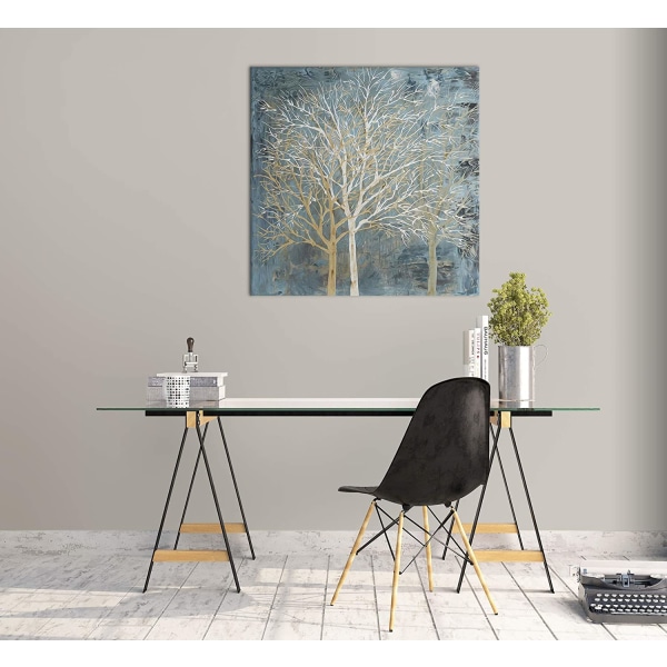 Trädväggdekor Blå Vit Modern abstrakt canvasmålning P