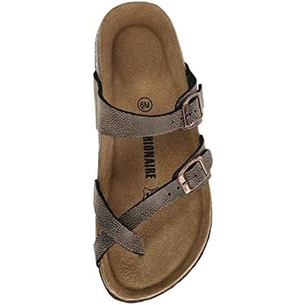 Sandaler for kvinner med korkfotseng, justerbare slidesandaler med dobbel spenne for avslappet sommerflip-flops, ringåpen tå, strandsandal