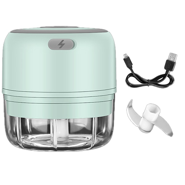 Elektrisk Minihakker, Elektrisk Hvitløksbehandler, Mini Babytilskottsmatblender, Trådløs Bærbar Vanntett USB-Lading Mixer, Grønn, 100ml