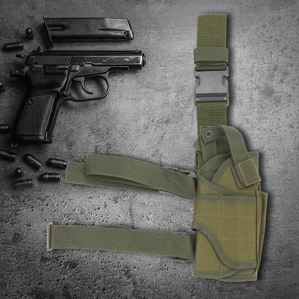 Nylon Justerbar Universal Pistol Militær Ankelfod Holster Pose Tilbehør (Hærfarvet)