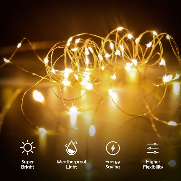 Christmas LED Fairy Lights Kobbertråd USB med fjernkontroll