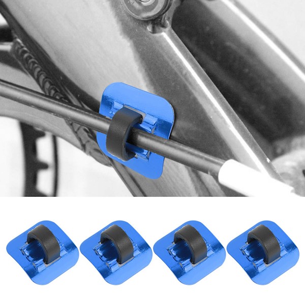 CANSUCC 4 stk. Cykelbremsekabelrørguide Skifteradapter Cykelramme C-spænde (blå)