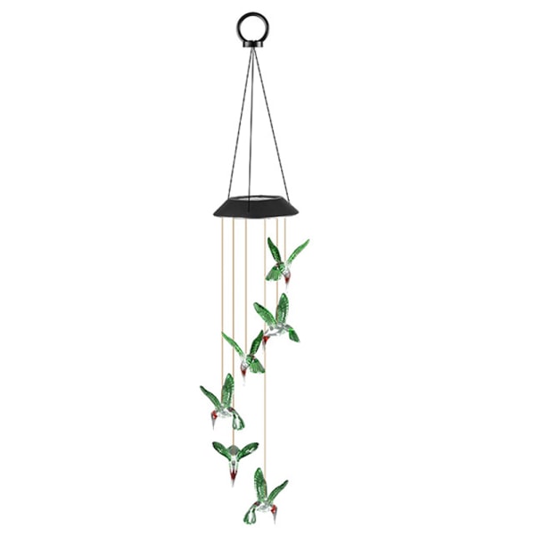 Wind Chime Solar Chimes Varmt Ljus Solar Vattentät Wind Bell Li green hummingbird