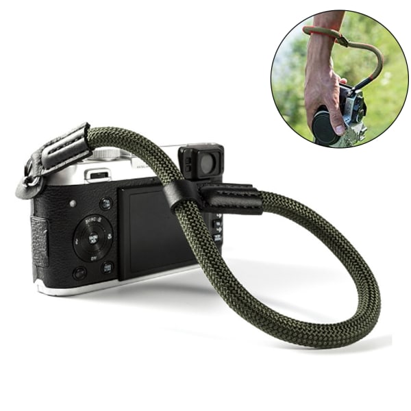 Camera Adjustable Rope Wrist Strap with Leather ends with