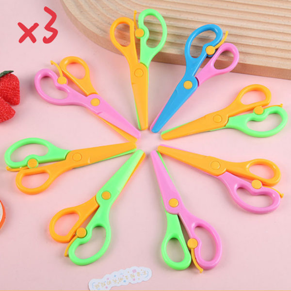 3pcs child safety plastic scissors - random mix