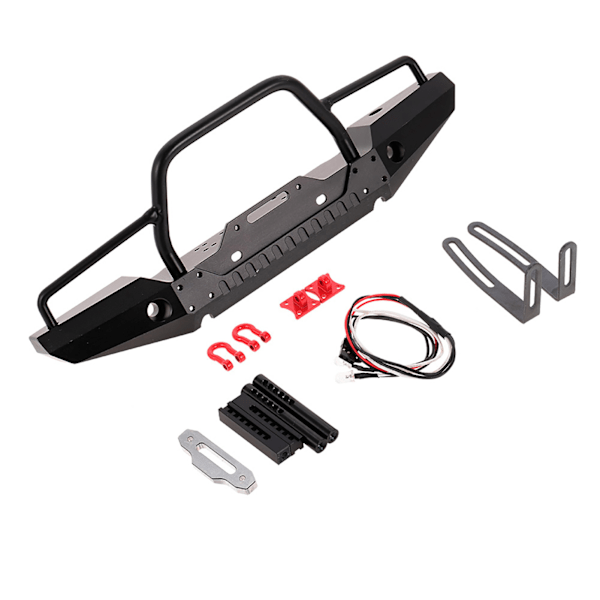 1/10 RC Crawler Metal Front Bumper LED Light for Traxxas TRX-4 SCX10II 90046 Car (Flat)