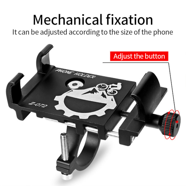 Cykeltelefonhållare Hög hårdhet Svart Aluminiumlegering Cykeltelefonhållare med svampsskydd för mountainbike motorcykel
