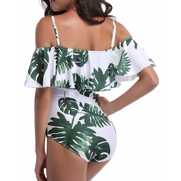 Badedrakt for kvinner, en skulder, med volanger, strandklær, bikinisett (XL)