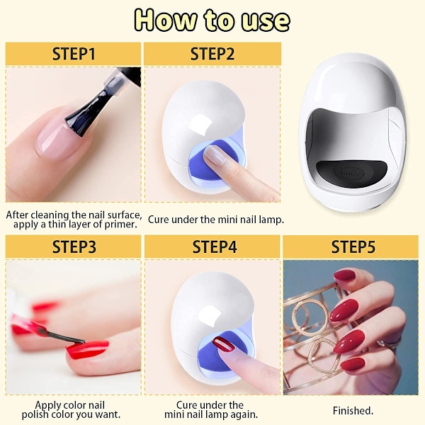 Mini Nagel Fototerapilampa, Söt Ägg UV Gel Nagellampa, USB Mini Nagel UV-Ljus, LED Terapi Sol Ljus Torkare, Automatisk Sensor Nagelkonst Verktyg för White