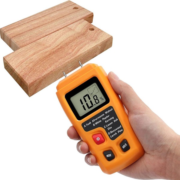 Digital Wood Moisture Meter Handheld LCD Moisture Tester Damp Moisture Tester Detector for Firewood Orange