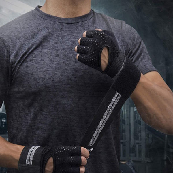 Vægtløftning Gym Workout Handsker med håndledsstøtte til Black M