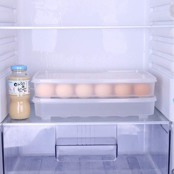 2 stk Plast Kjøleskap Eggebrett, med deksel Deviled Egg