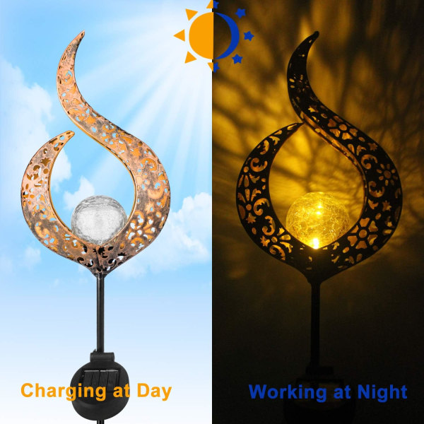 Garden Solar Lights Pathway Outdoor Crackle Glass Globe Stake Me