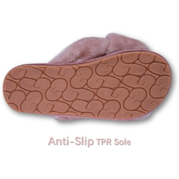 Dames Pels Slippers Flip Flop Åben Tå Cozy Hus Memory Foam Sandaler Slides Bløde Flade Komfortable Anti-Slip Spa Indendørs Udendørs Slip On